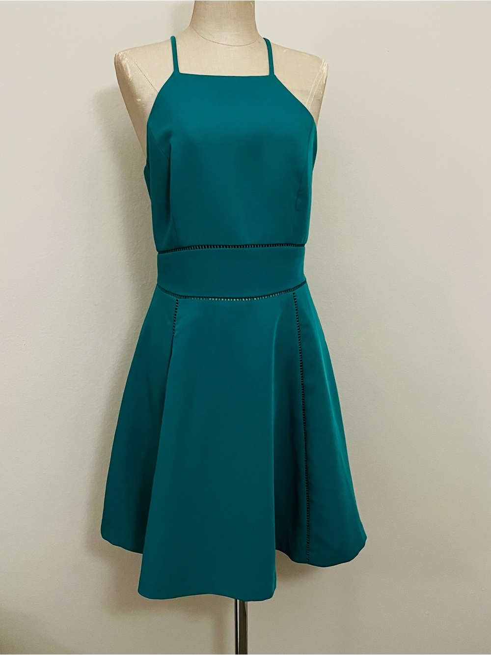 Gianni Bini Teal Halter Fit-and-Flare Mini Dress